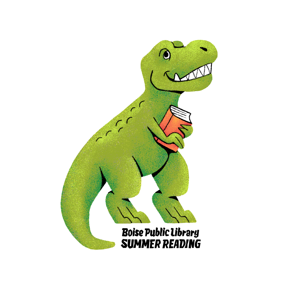 Summer Reading dinosaur logo.